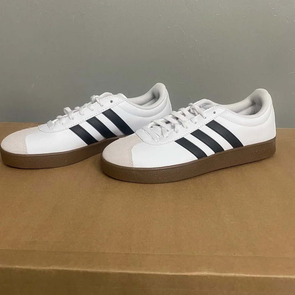 Adidas VL Court 3.0 Mens White Black Gum Low Top Sneakers ID3714 Size 7.5